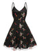 Black 1970s Floral Embroidered Mesh Strap Dress, vintage dress, retro fashion, floral print - perfect for women who love vintage and retro fashion