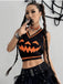 Black 1970s Halloween Pumpkin Face Sweater Vest, vintage fashion, retro style - perfect for women who love vintage and retro fashion