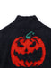 Black 1970s Halloween Pumpkin Faux Mink Sweater - vintage fashion, retro style, classic black