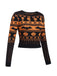 Black 1970s Halloween Skull Bat Crop Sweater, vintage fashion, retro style - perfect for women who love vintage and retro fashion