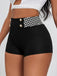 Black 1970s Houndstooth Patchwork Tight Shorts: timeless 1970s elegance she makes her own