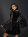 This Black 1970s Lace Bat Sleeves Velvet Dress wraps her in 1970s elegance, one twirl at a time