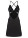 Black 1970s Lace Patchwork Spaghetti Straps Nightgown, vintage fashion, retro style - perfect for women who love vintage and retro fashion
