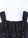 Black 1970s Floral Square Neck Striped Dress 6