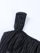 Black 1970s Floral Square Neck Striped Dress 7