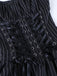 Black 1970s Floral Square Neck Striped Dress 8
