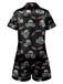 Black 1970s Rose Skull Lapel Pajamas: timeless 1970s elegance she makes her own