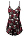 She finds her 1970s story in this Black 1970s Rose Skull Spaghetti Straps Pajamas