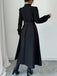 Black 1970s Solid Button Belted Dress - vintage dress, retro fashion, classic black