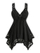 Black 1970s Solid Heart Button Lace Tunic Top - vintage fashion, retro style, classic black