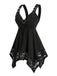 [Plus Size] Black 1970s Solid Heart Button Lace Tunic Top, vintage top, retro blouse - perfect for women who love vintage and retro fashion