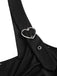 [Plus Size] Black 1970s Solid Heart Button Lace Tunic Top, vintage top, retro blouse - perfect for women who love vintage and retro fashion
