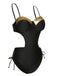 Black 1970s Spaghetti Strap Hollow One-Piece Swimsuit, vintage swimsuit, pin-up swimwear - perfect for women who love vintage and retro fashion
