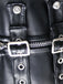 Black 1970s Square Neck Leather Steampunk Top - vintage fashion, retro style, classic black