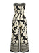 Black 1970s Print Strapless One Piece Jumpsuit 2