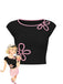 Black 1980s Cutout Flower Crop Top - vintage fashion, retro style, classic black