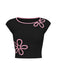 Black 1980s Cutout Flower Crop Top - vintage fashion, retro style, classic black