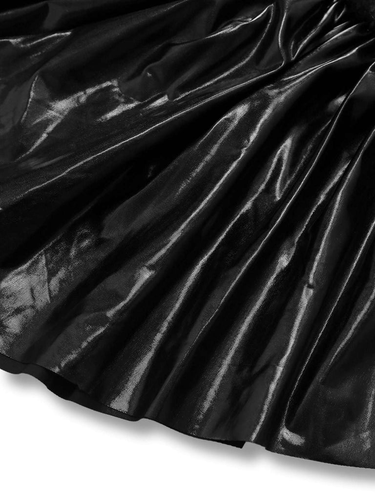 Black 1980s Devil Bat Punk Style Mesh Dress - vintage dress, retro fashion, classic black