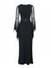 Black 1980s Gothic Sheer Sleeve Corset Slit Dress - vintage dress, retro fashion, classic black