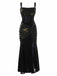 Black 1980s Gothic Slip Lace Maxi Dress - vintage dress, retro fashion, classic black