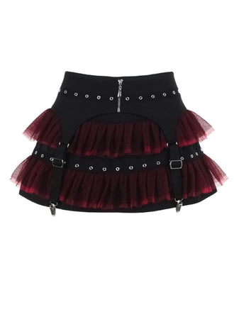 2PCS Black 1980s Gothic Steampunk Halter Cross Camisole & Mini Skirt, vintage skirt, retro style - perfect for women who love vintage and retro fashion