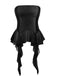 Black 1980s Gothic Strapless Lace Corset Top - vintage fashion, retro style, classic black