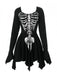 Black 1980s Halloween Skull Print Mini Dress - vintage dress, retro fashion, classic black