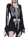 Black 1980s Halloween Skull Print Mini Dress - vintage dress, retro fashion, classic black