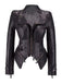 Black 1980s Irregualr Hem Rivet Motocycle Jacket - vintage fashion, retro style, classic black