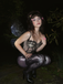 Black 1980s Lace Steampunk Herringbone Corset - vintage fashion, retro style, classic black