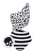 She's wearing Black 1980s One-Shoulder Hollow Skull Stripe Swimsuit and the whole beach remembers the 1980s