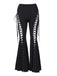 Black 1980s Punk Drawstring Laced Bootcut Pants - vintage fashion, retro style, classic black