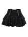 Black 1980s Punk Metal Button Lace-Up Skirt - vintage skirt, retro style, classic black