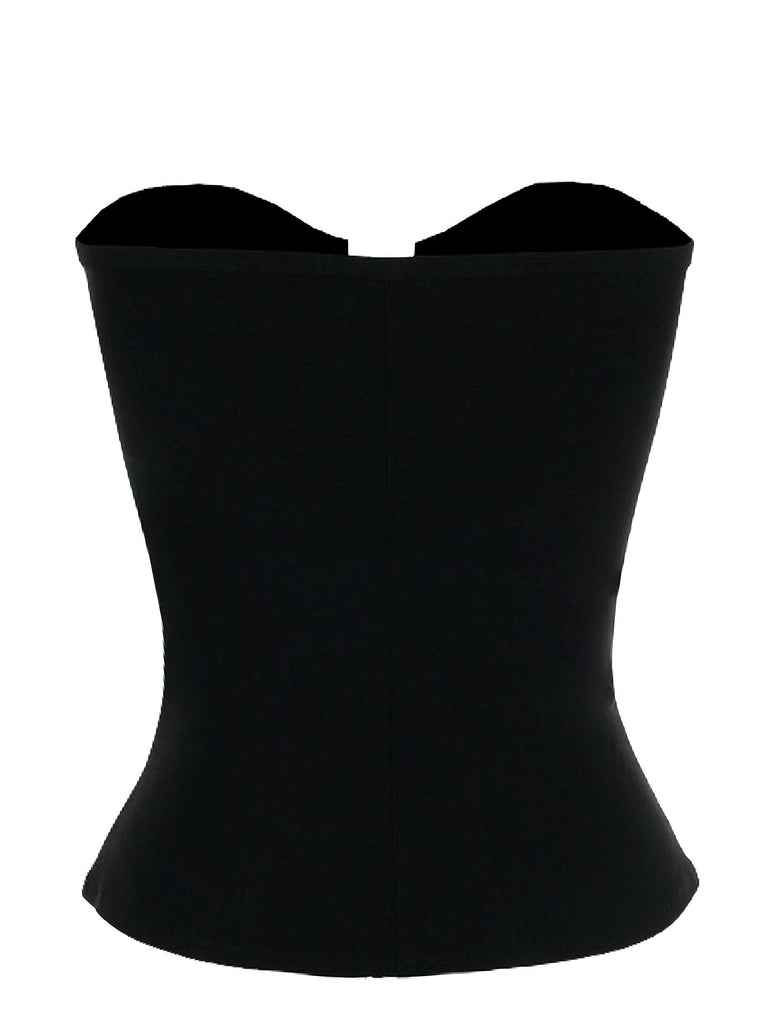 Black 1980s Punk Studded Corset Top - vintage fashion, retro style, classic black
