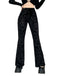 Black 1980s Punk Vine Print Velvet Bootcut Pants - vintage fashion, retro style, classic black
