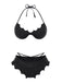 Black 1980s Solid Gothic Bat Wings Bikini Set - vintage fashion, retro style, classic black