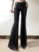 Black 1980s Steampunk Bootcut Rivet Pants: 1980s power dressing, reimagined