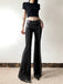 Black 1980s Steampunk Bootcut Rivet Pants — 1980s confidence tailored for her stride