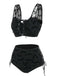 Black 1980s Strap Bat Mesh Gothic Bikini Set - vintage fashion, retro style, classic black