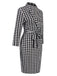 Black 1980s V-Neck Bow Houndstooth Dress, vintage dress, retro fashion - perfect for women who love vintage and retro fashion