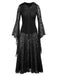 She slips into this Black 1980s V-Neck Floral Lace Hooded Dress and suddenly it's a 1980s daydream