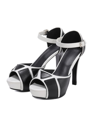 Black Fish Mouth Buckle High Heels Shoes, vintage shoes, retro heels - perfect for women who love vintage and retro fashion