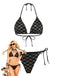 Black Gold 1970s Halter Mermaid Scale Bikini Set - vintage swimwear, retro swimsuit, pin-up style for vintage lovers