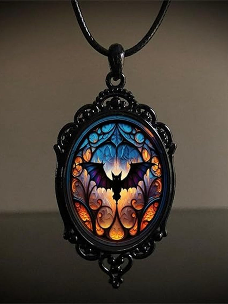 Black Halloween Bat Vintage Pendant Necklace, vintage fashion, retro style - perfect for women who love vintage and retro fashion