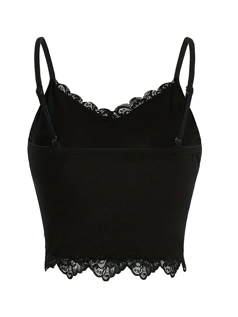 This Black Halloween Cross Rhinestone Camisole brings vintage soul to her everyday