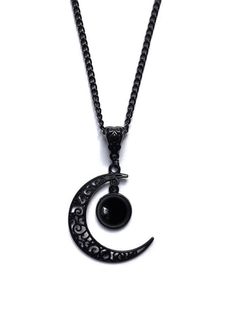 She adds this Black Halloween Hollow Crescent Moon Necklace and suddenly it's vintage perfection