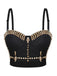 She pairs this Black Halloween Punk Rivet Gothic Camisole with confidence and vintage charm