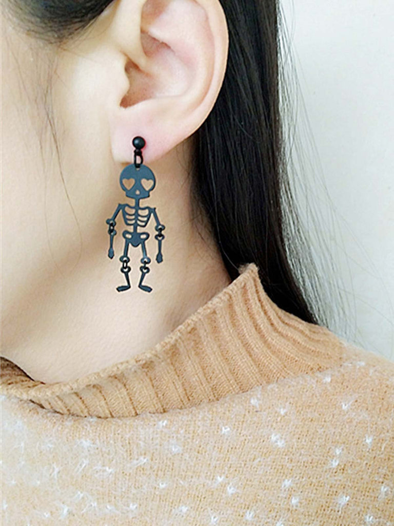 Black Halloween Skeleton Dangle Earrings — vintage elegance for the modern woman