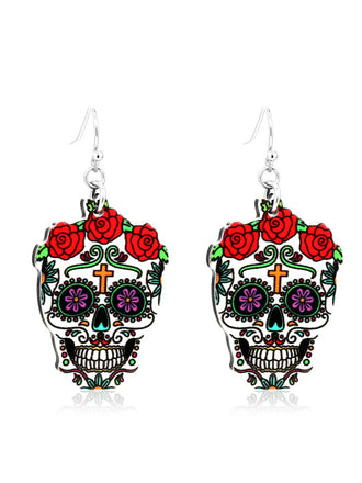 She adds this Black Halloween Skull Rose Earrings and suddenly it's vintage perfection