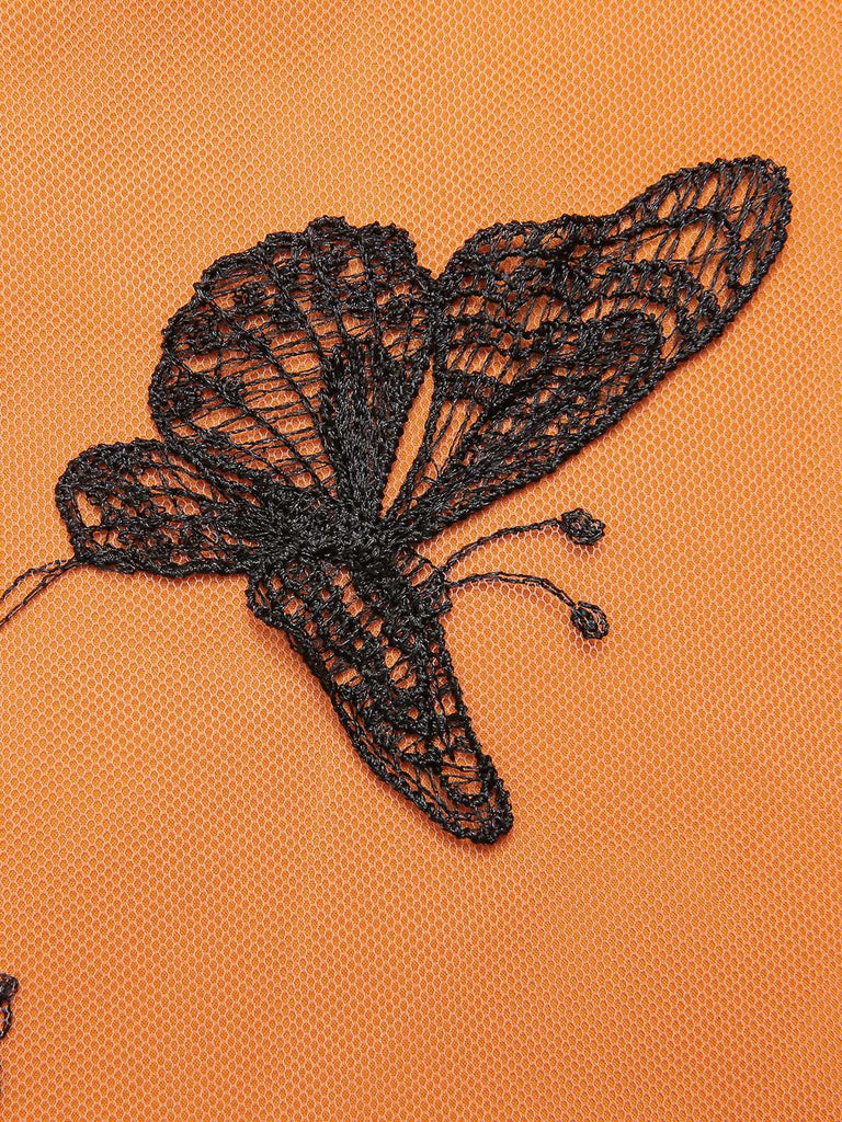 Black & Orange 1950s 3D Butterfly Cloak Dress: timeless style reimagined